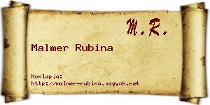 Malmer Rubina névjegykártya